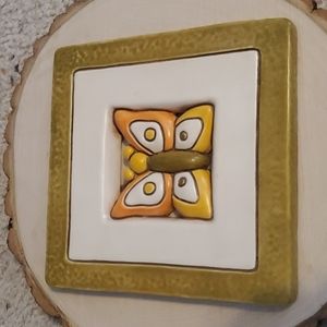 Vintage THUN Decorative Butterfly Design 6" Tile Trivet